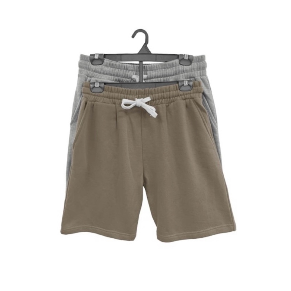 Unisex Fleece Factory Sweat Shorts Beige & Gray Sz L